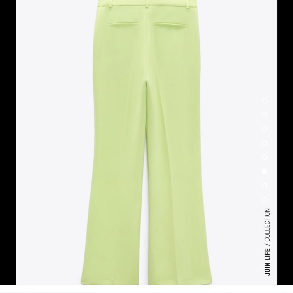 Zara Light Green Wide-Leg Pants - Picture 2 of 5